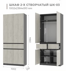 Шкаф 2-х створчатый Багира ШК-03
