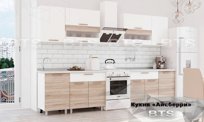 Кухня Айсбери 2,4м белый - дуб сонома